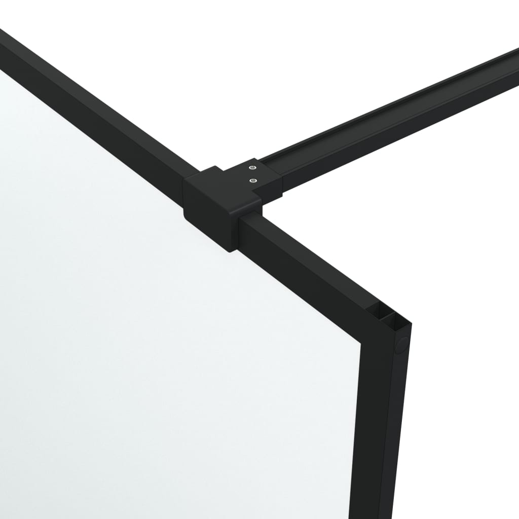 Pregrada za tuš crna 90 x 195 cm s mutnim staklom ESG