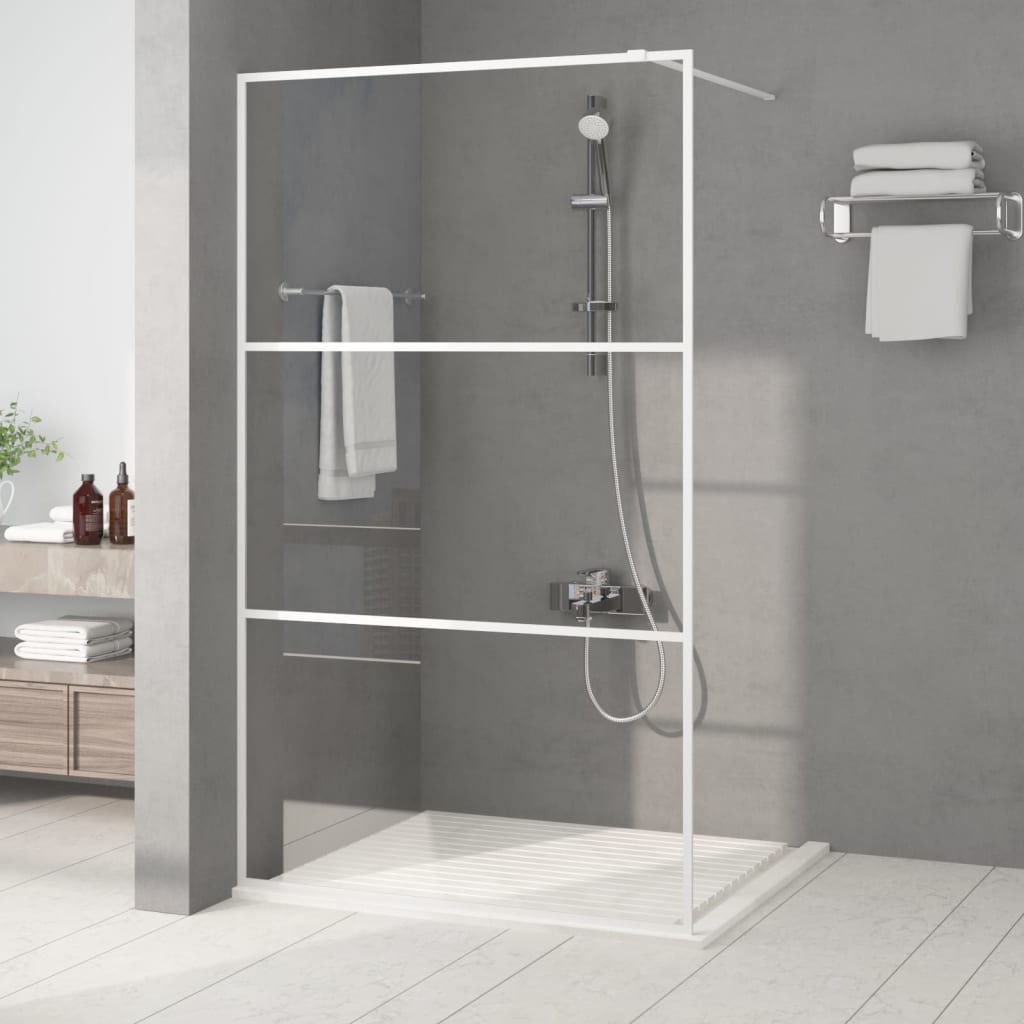 Pregrada za tuš bijela 115 x 195 cm s prozirnim staklom ESG