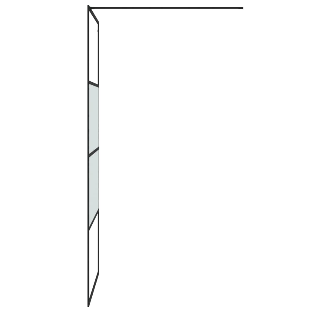 Pregrada za tuš crna 90 x 195 cm s napola mutnim staklom ESG