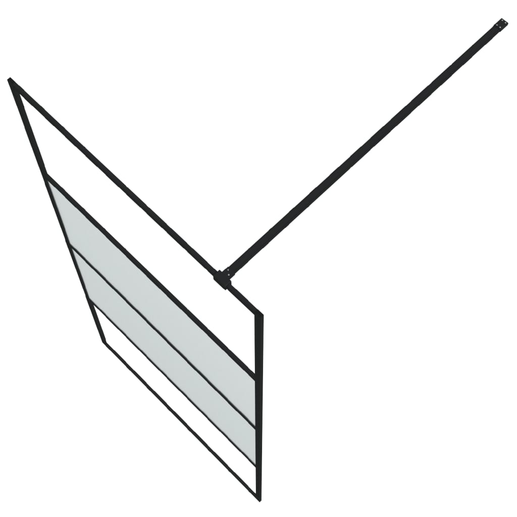 Pregrada za tuš crna 90 x 195 cm s napola mutnim staklom ESG