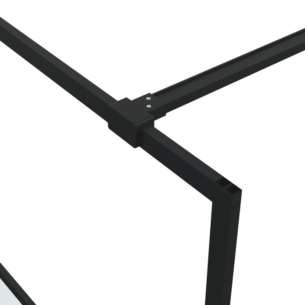 Pregrada za tuš crna 90 x 195 cm s napola mutnim staklom ESG
