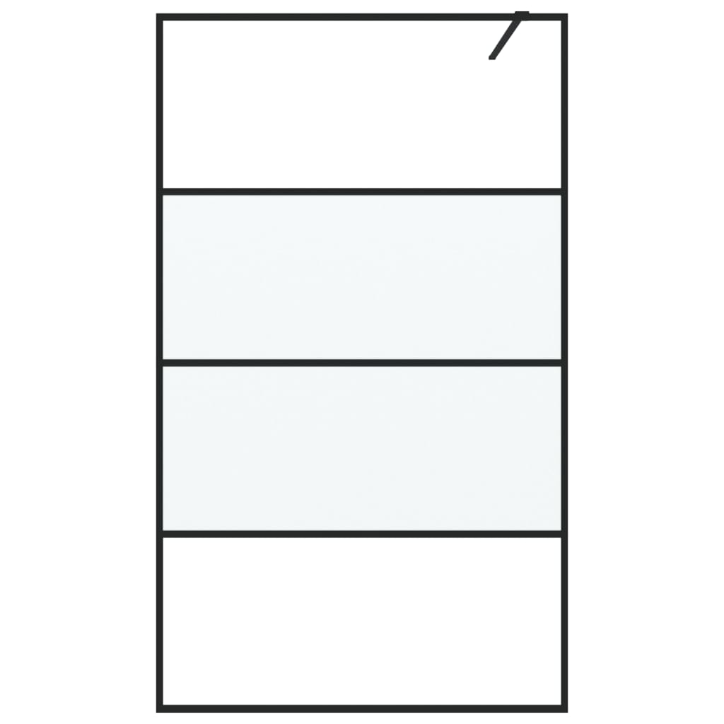 Pregrada za tuš crna 115 x 195 cm s napola mutnim staklom ESG