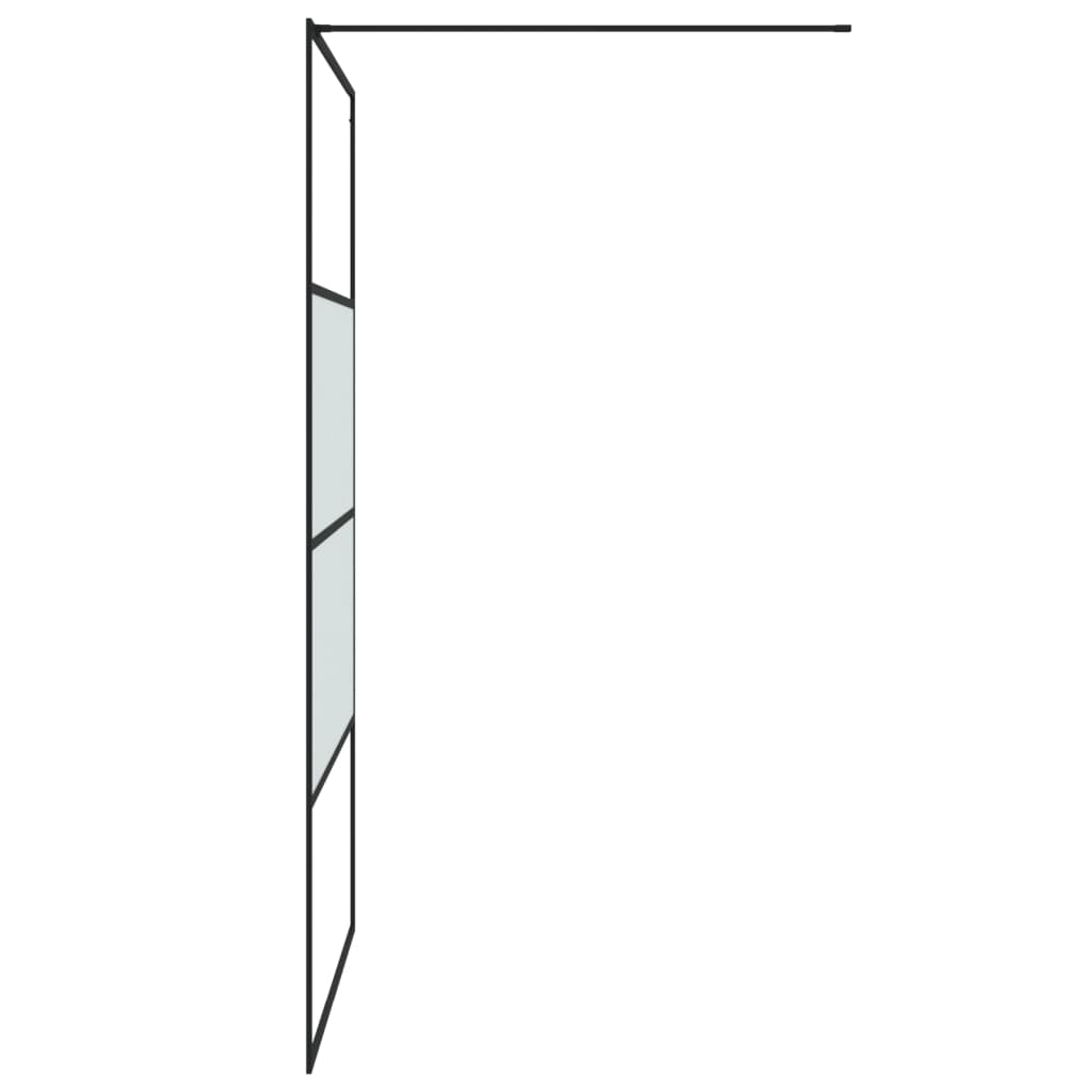 Pregrada za tuš crna 115 x 195 cm s napola mutnim staklom ESG