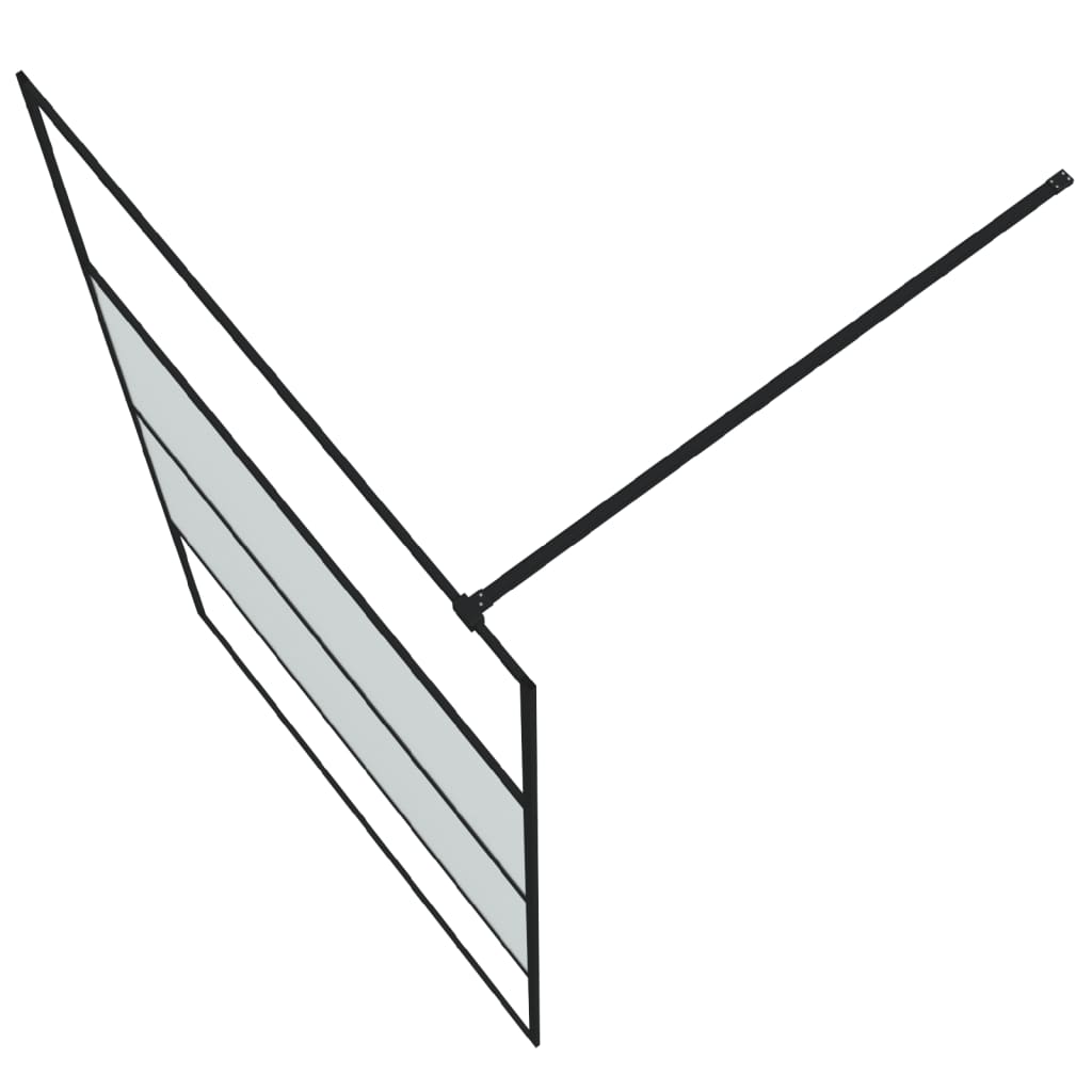 Pregrada za tuš crna 115 x 195 cm s napola mutnim staklom ESG