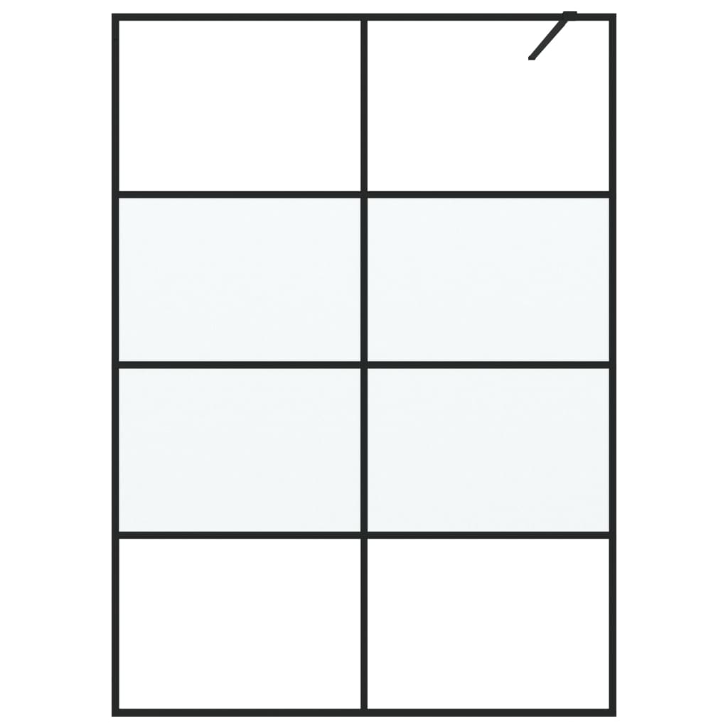 Pregrada za tuš crna 140 x 195 cm s napola mutnim staklom ESG