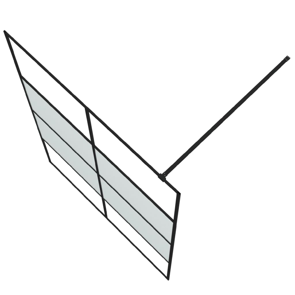 Pregrada za tuš crna 140 x 195 cm s napola mutnim staklom ESG