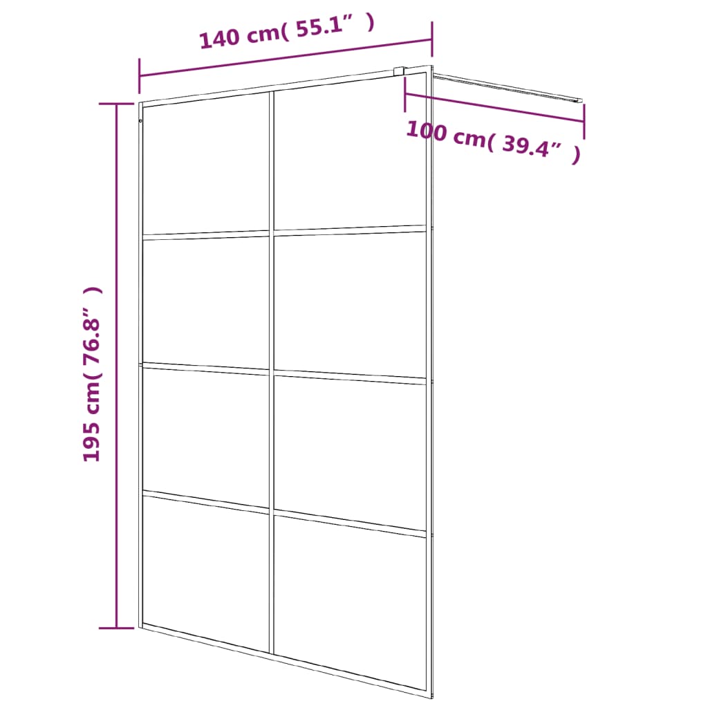 Pregrada za tuš bijela 140 x 195 cm s prozirnim staklom ESG