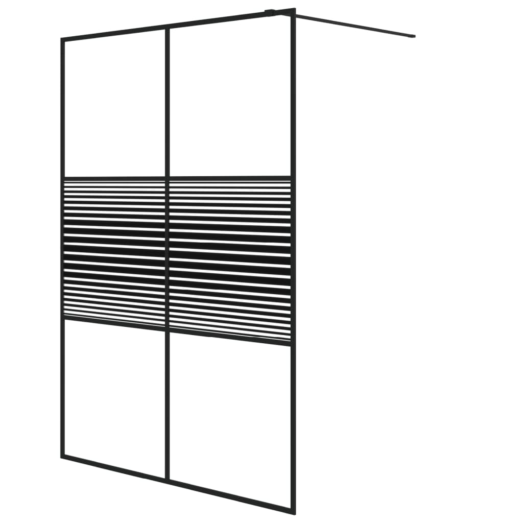 Pregrada za tuš crna 140 x 195 cm s prozirnim staklom ESG