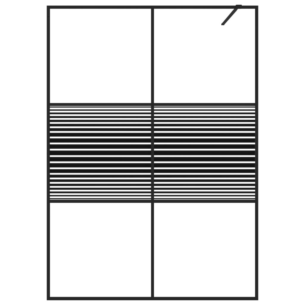 Pregrada za tuš crna 140 x 195 cm s prozirnim staklom ESG