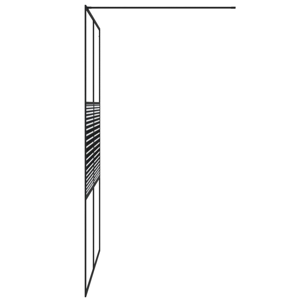 Pregrada za tuš crna 140 x 195 cm s prozirnim staklom ESG