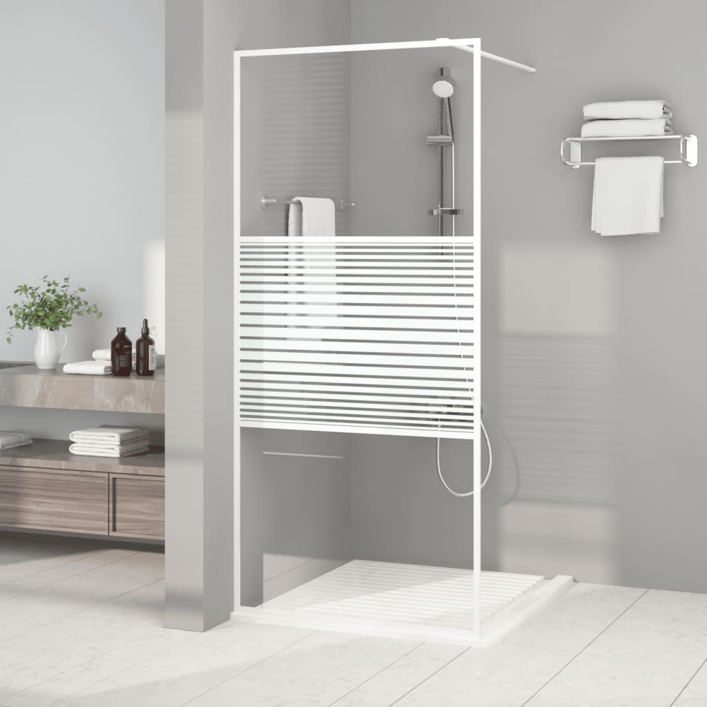 Pregrada za tuš bijela 90 x 195 cm s prozirnim staklom ESG