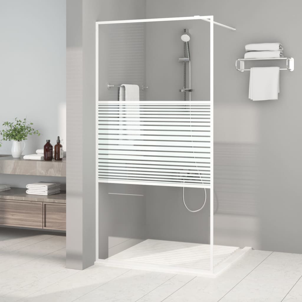 Pregrada za tuš bijela 100 x 195 cm s prozirnim staklom ESG