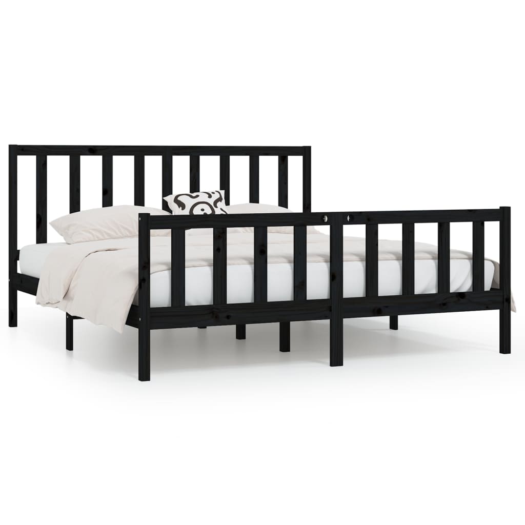 Okvir za krevet od masivnog drva crni 200 x 200 cm