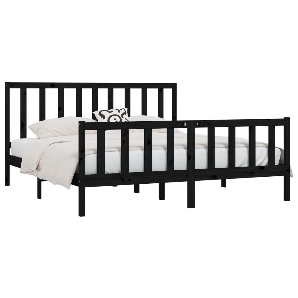 Okvir za krevet od masivnog drva crni 200 x 200 cm