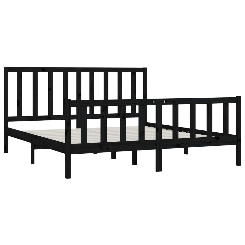 Okvir za krevet od masivnog drva crni 200 x 200 cm
