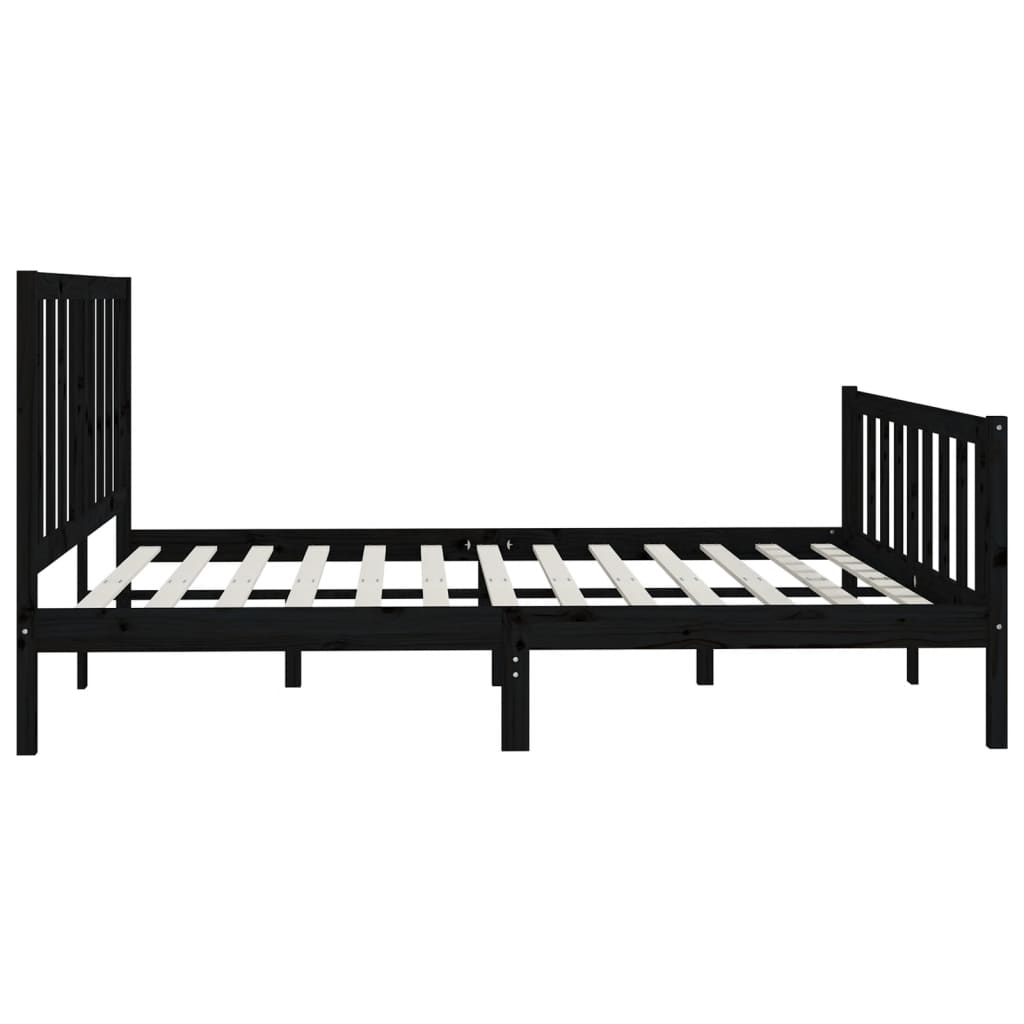 Okvir za krevet od masivnog drva crni 200 x 200 cm
