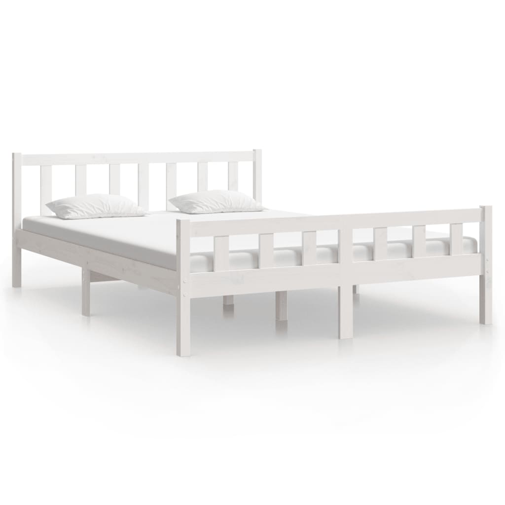 Okvir za krevet od masivne borovine bijeli 150 x 200 cm king