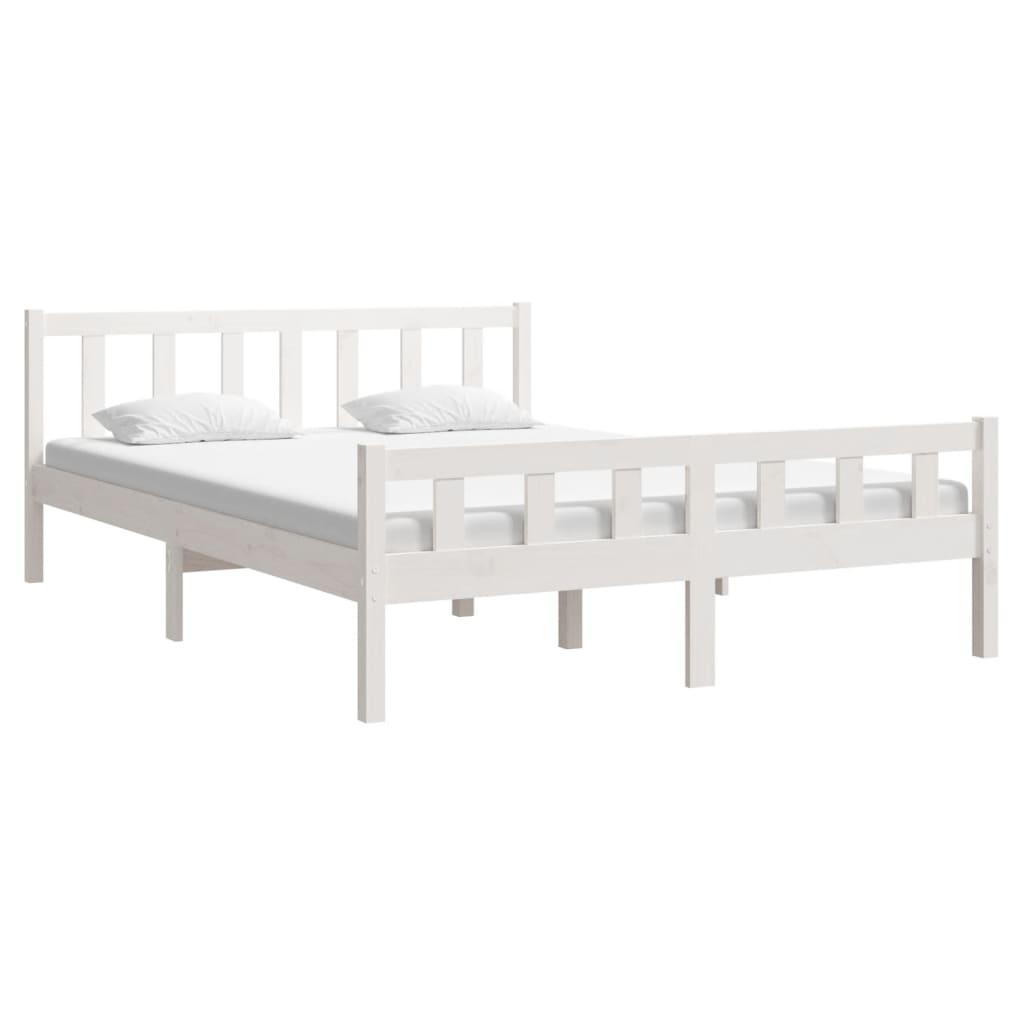 Okvir za krevet od masivne borovine bijeli 150 x 200 cm king