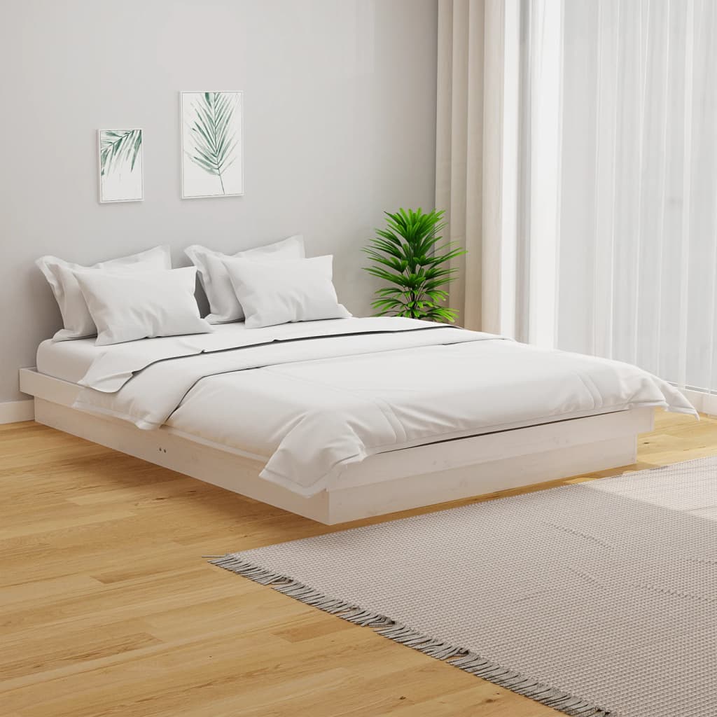 Okvir za krevet od masivnog drva bijeli 120 x 200 cm