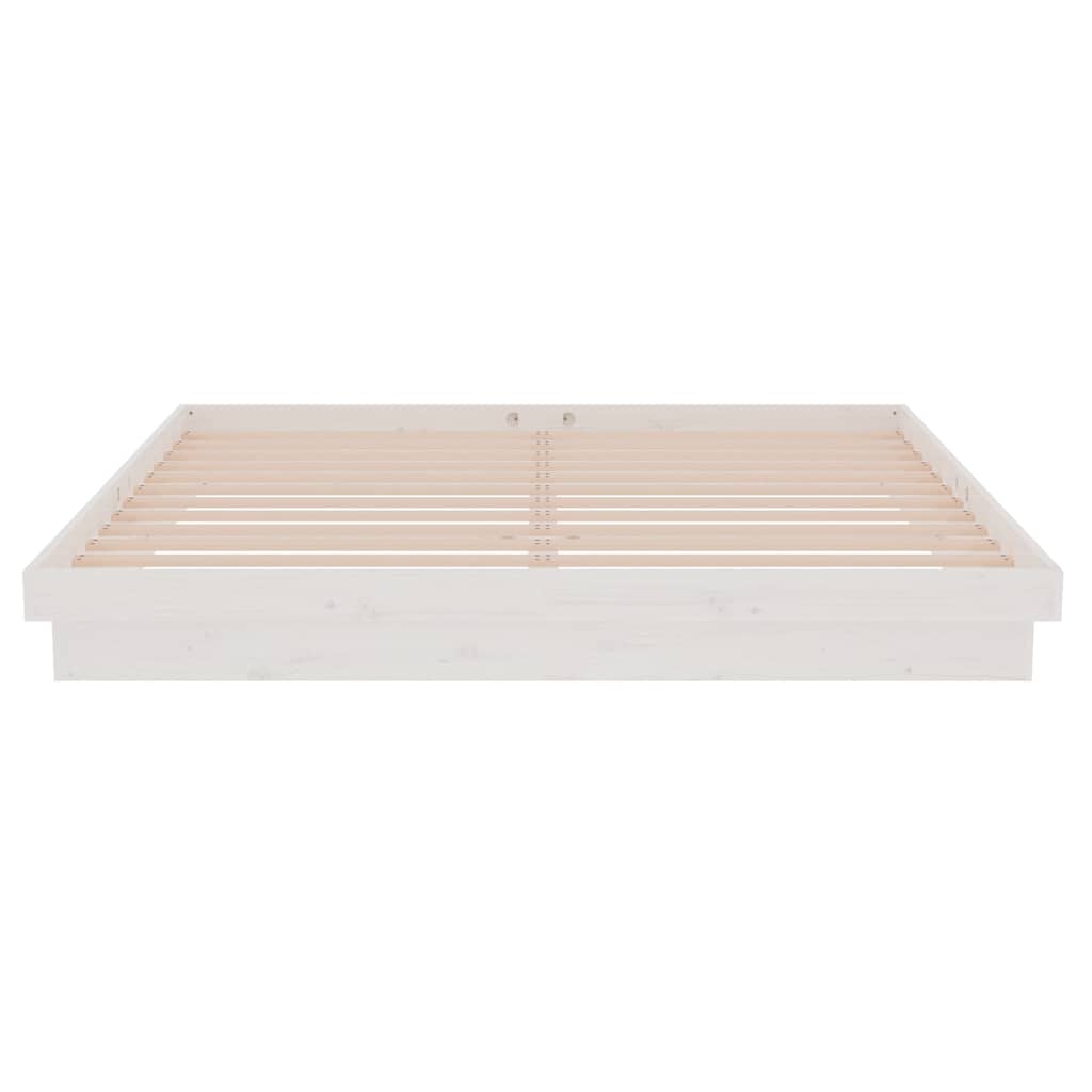Okvir za krevet od masivnog drva bijeli 180 x 200 cm veliki