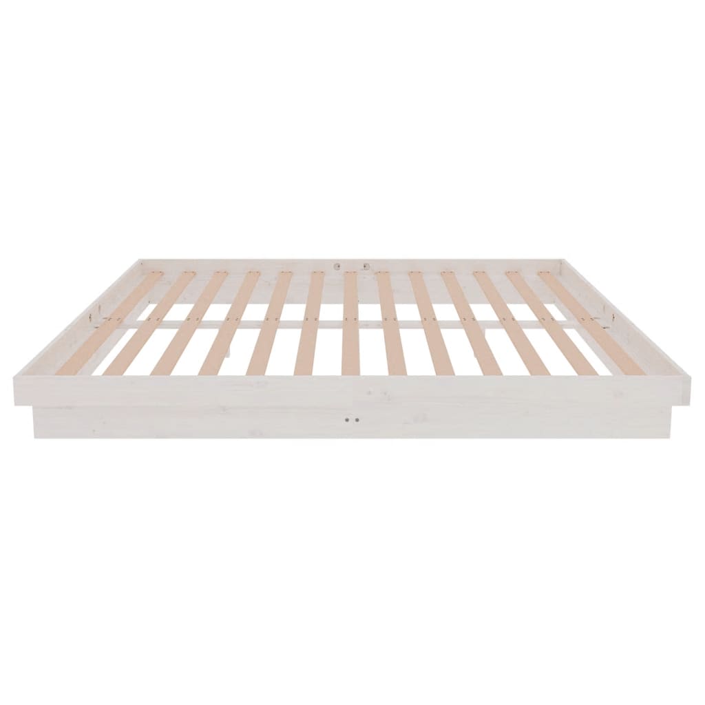 Okvir za krevet od masivnog drva bijeli 180 x 200 cm veliki