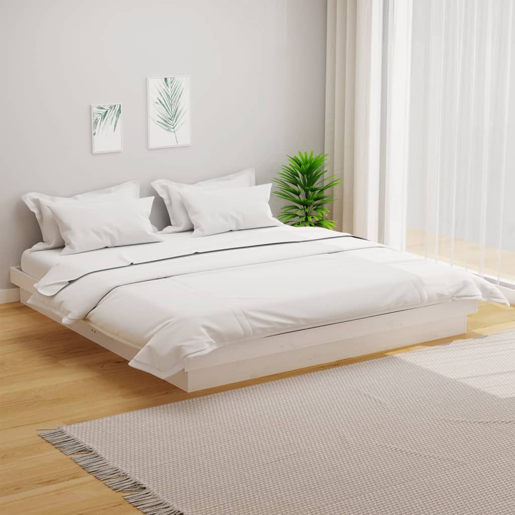 Okvir za krevet od masivnog drva bijeli 180 x 200 cm veliki