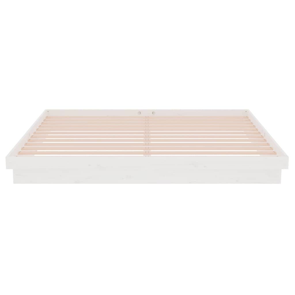 Okvir za krevet od masivnog drva bijeli 200 x 200 cm