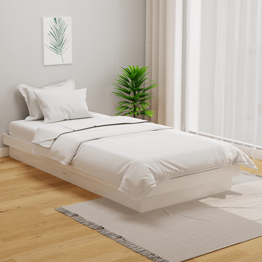 Okvir za krevet bijeli od masivnog drva 90 x 190 cm mali