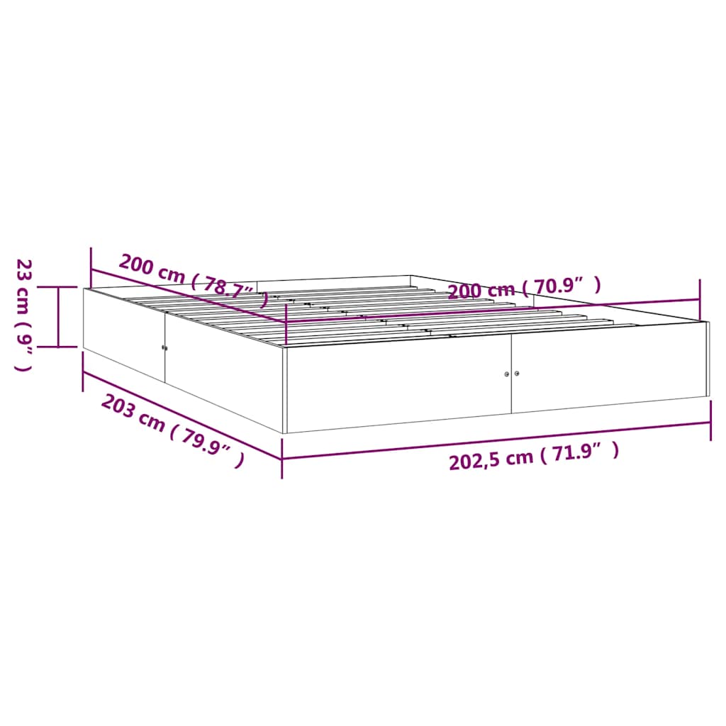 Okvir za krevet od masivnog drva bijeli 200 x 200 cm