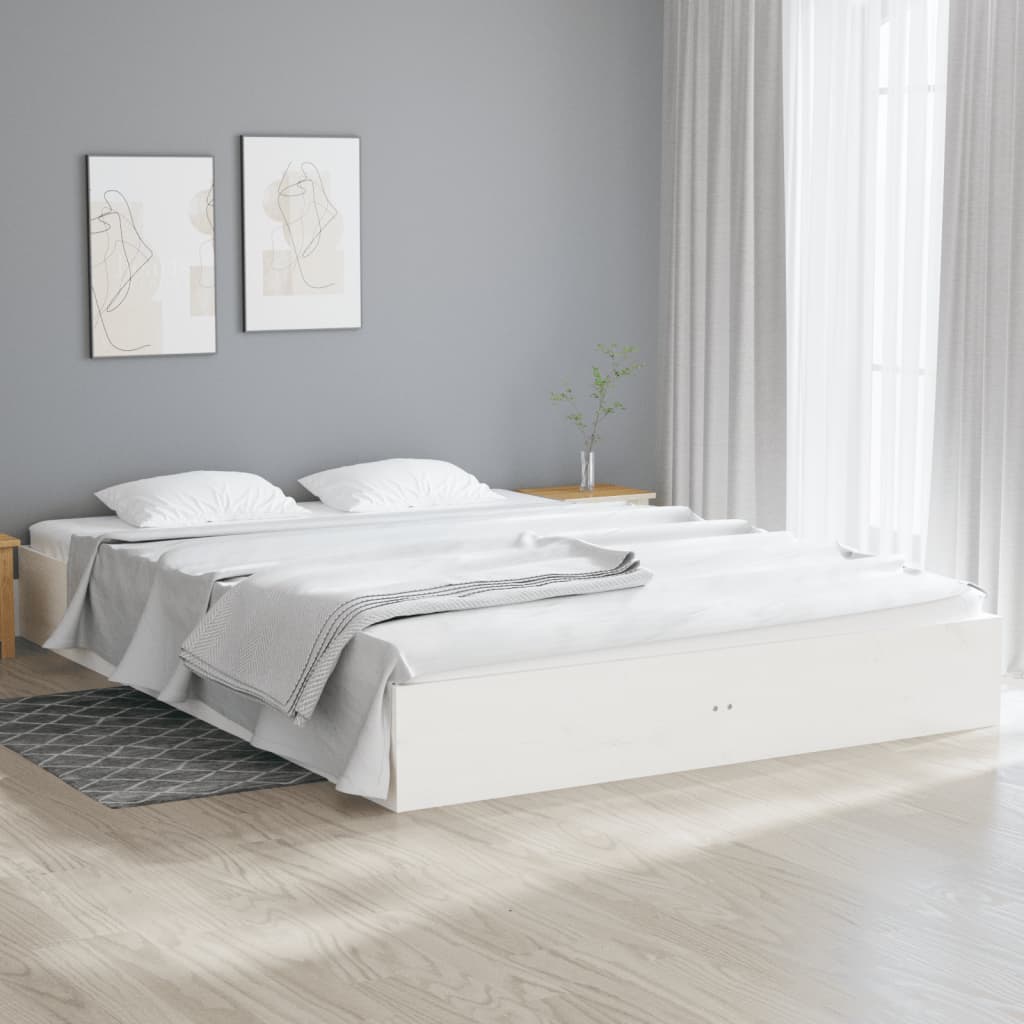Okvir za krevet od masivnog drva bijeli 160 x 200 cm
