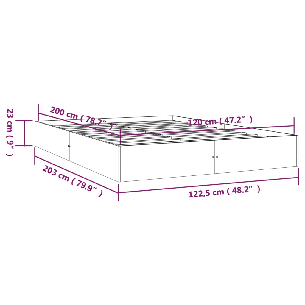 Okvir za krevet od masivnog drva bijeli 120 x 200 cm