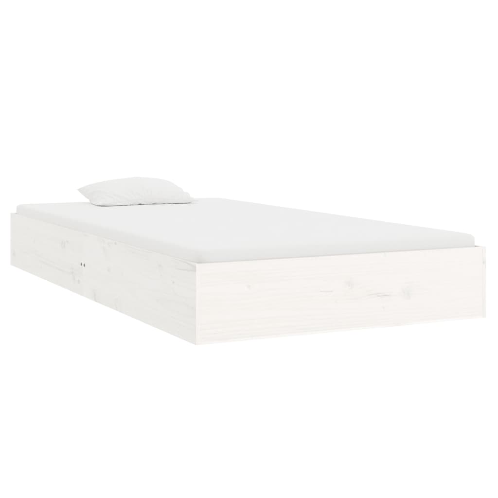 Okvir za krevet od masivnog drva bijeli 100 x 200 cm