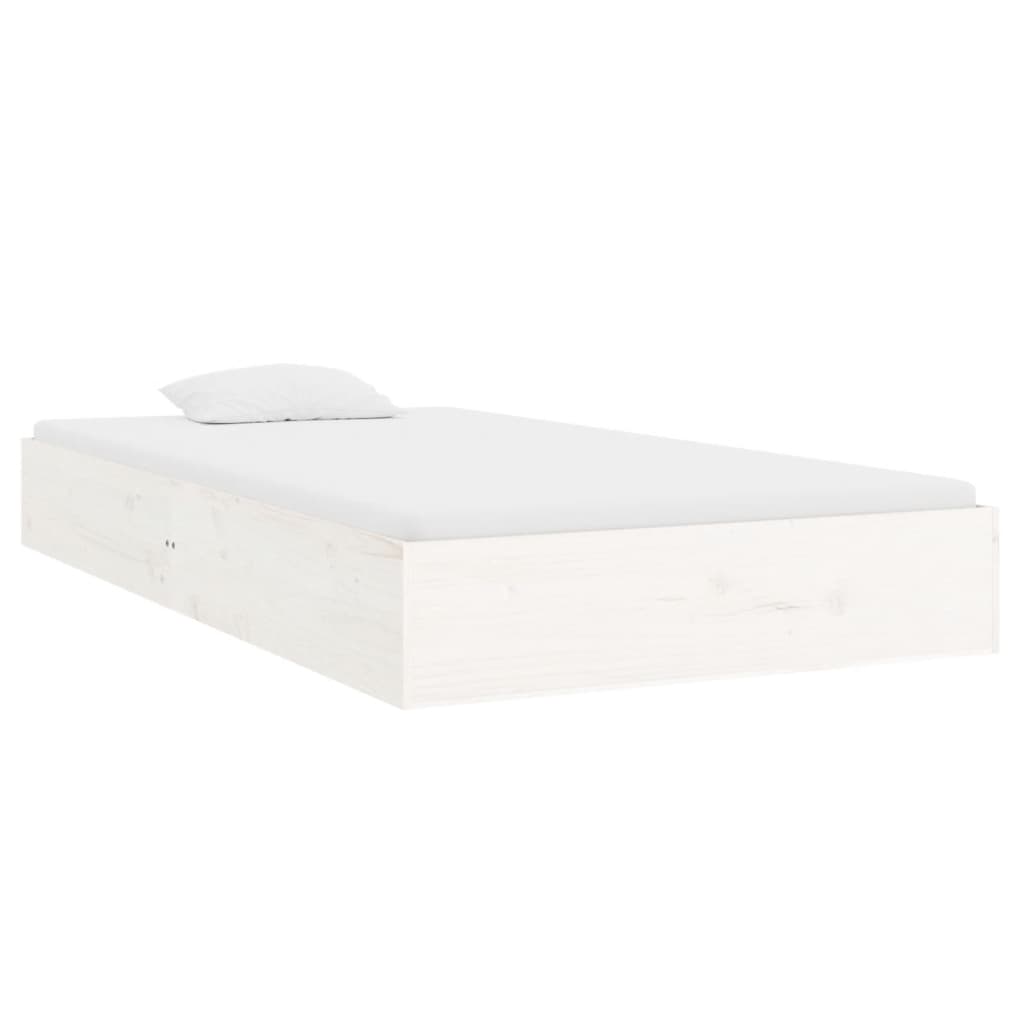 Okvir za krevet od masivnog drva bijeli 90 x 200 cm