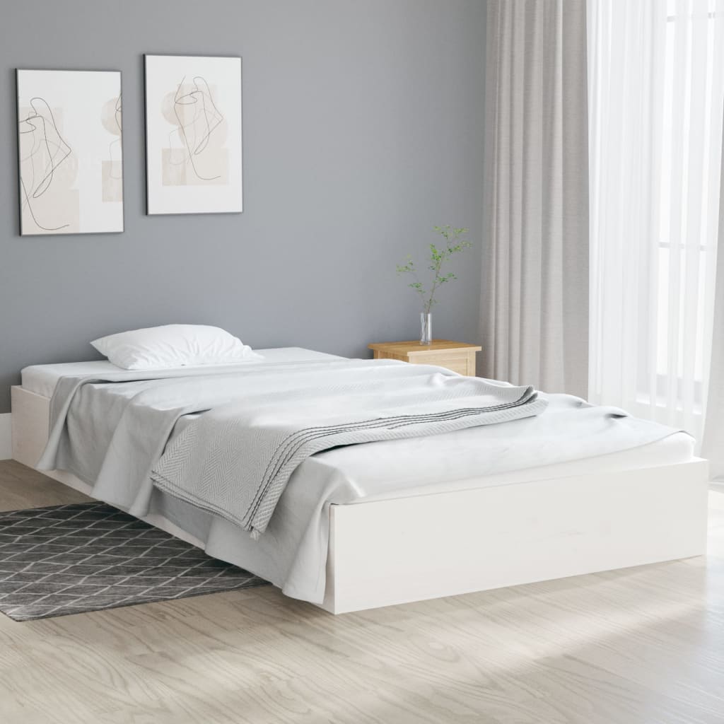 Okvir za krevet od masivnog drva bijeli 90 x 200 cm
