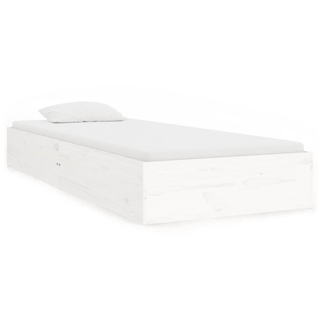 Okvir za krevet bijeli od masivnog drva 90 x 190 cm mali