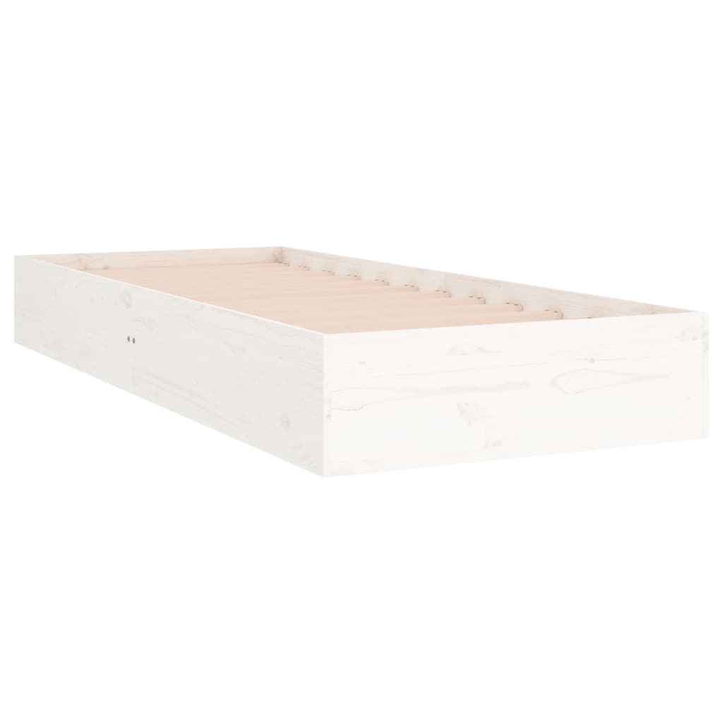 Okvir za krevet bijeli od masivnog drva 90 x 190 cm mali