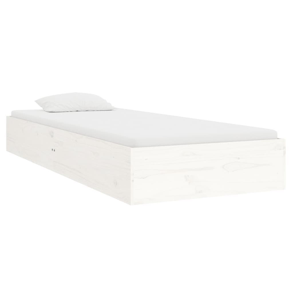 Okvir za krevet bijeli od masivnog drva 90 x 190 cm mali
