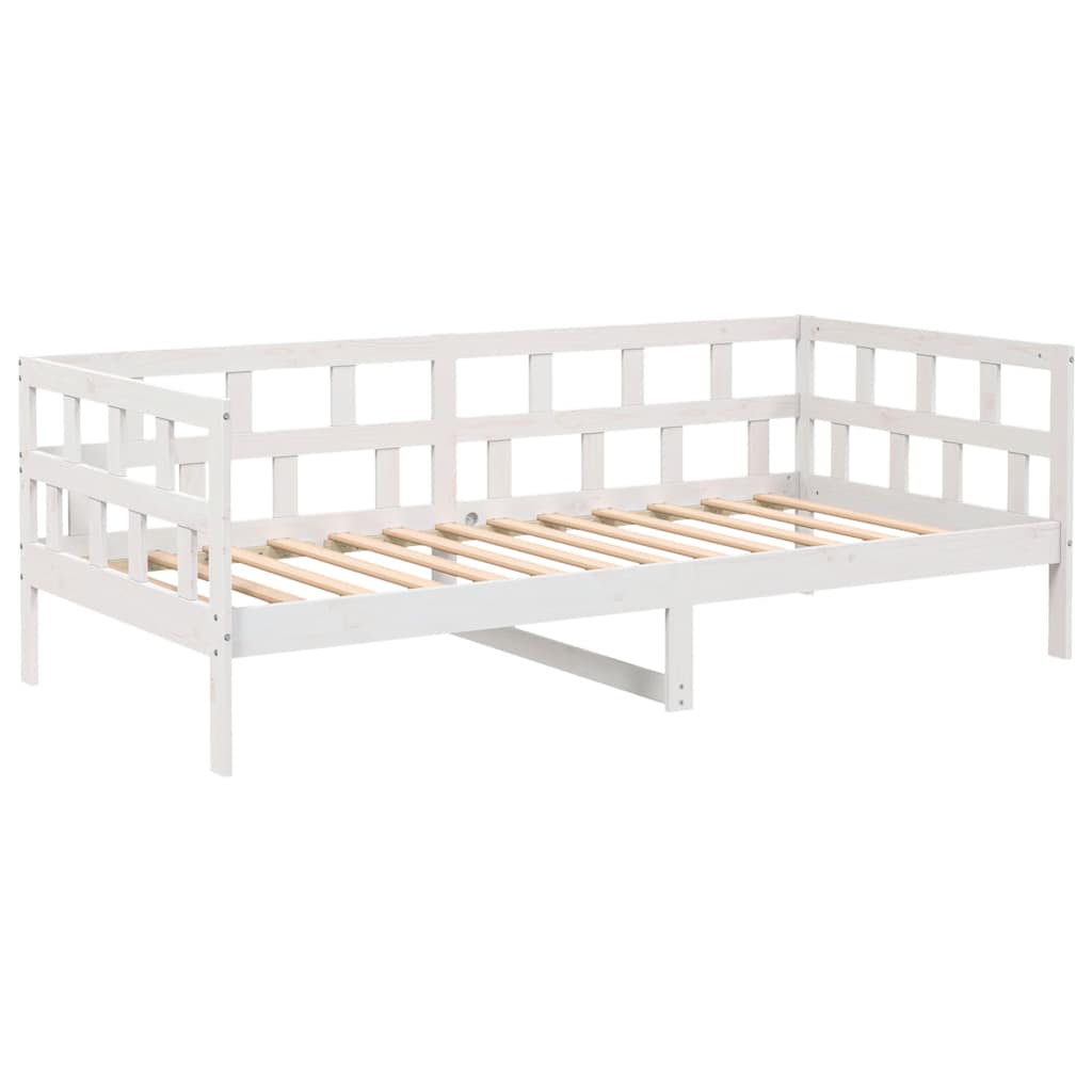 Dnevni ležaj bijeli od masivne borovine 90 x 200 cm