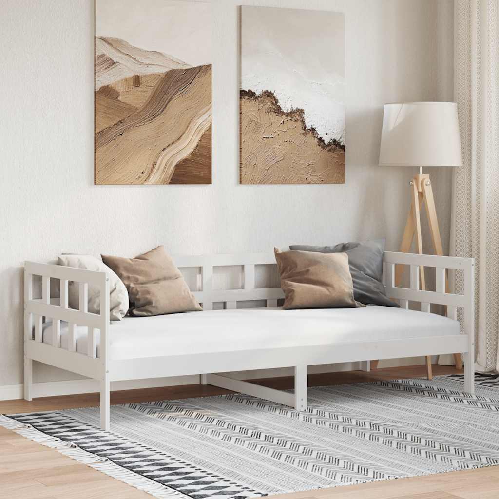 Dnevni ležaj bijeli od masivne borovine 90 x 200 cm