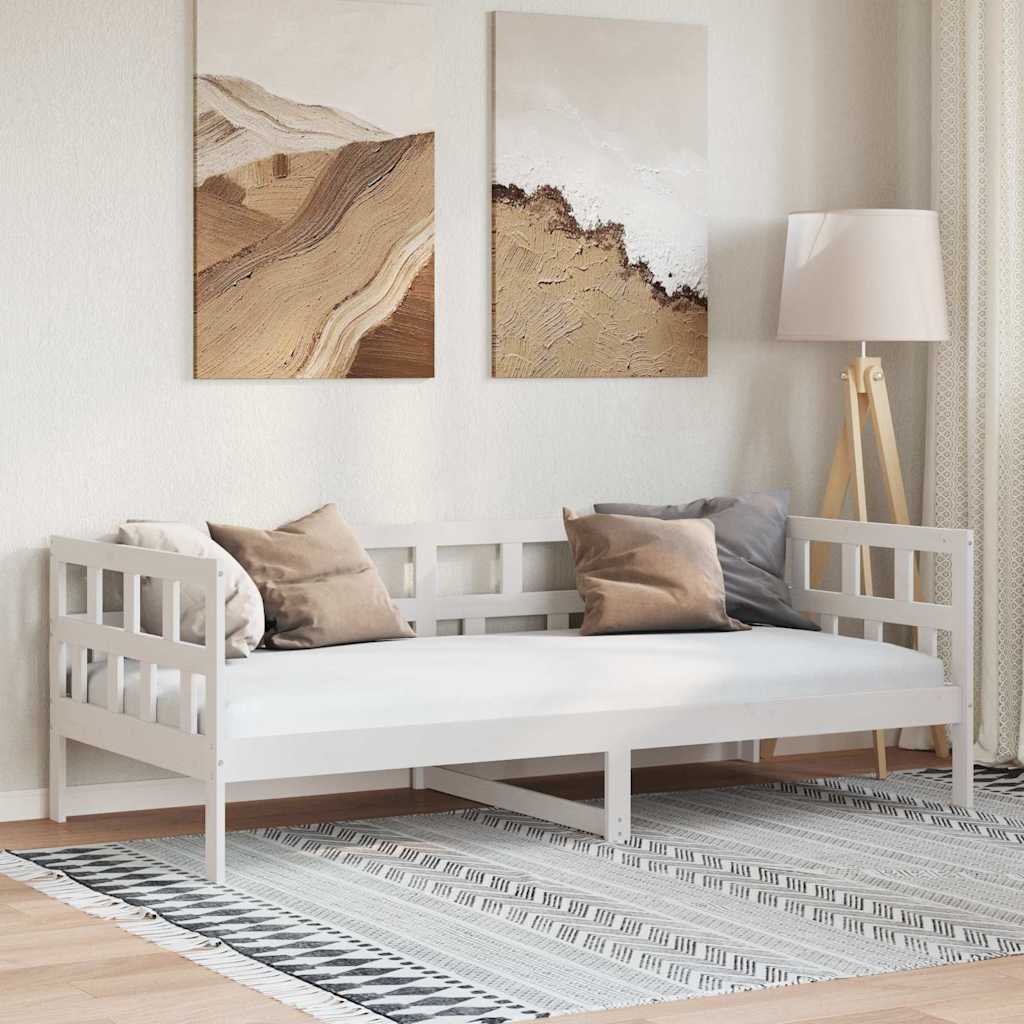Dnevni ležaj bijeli 80 x 200 cm od masivne borovine
