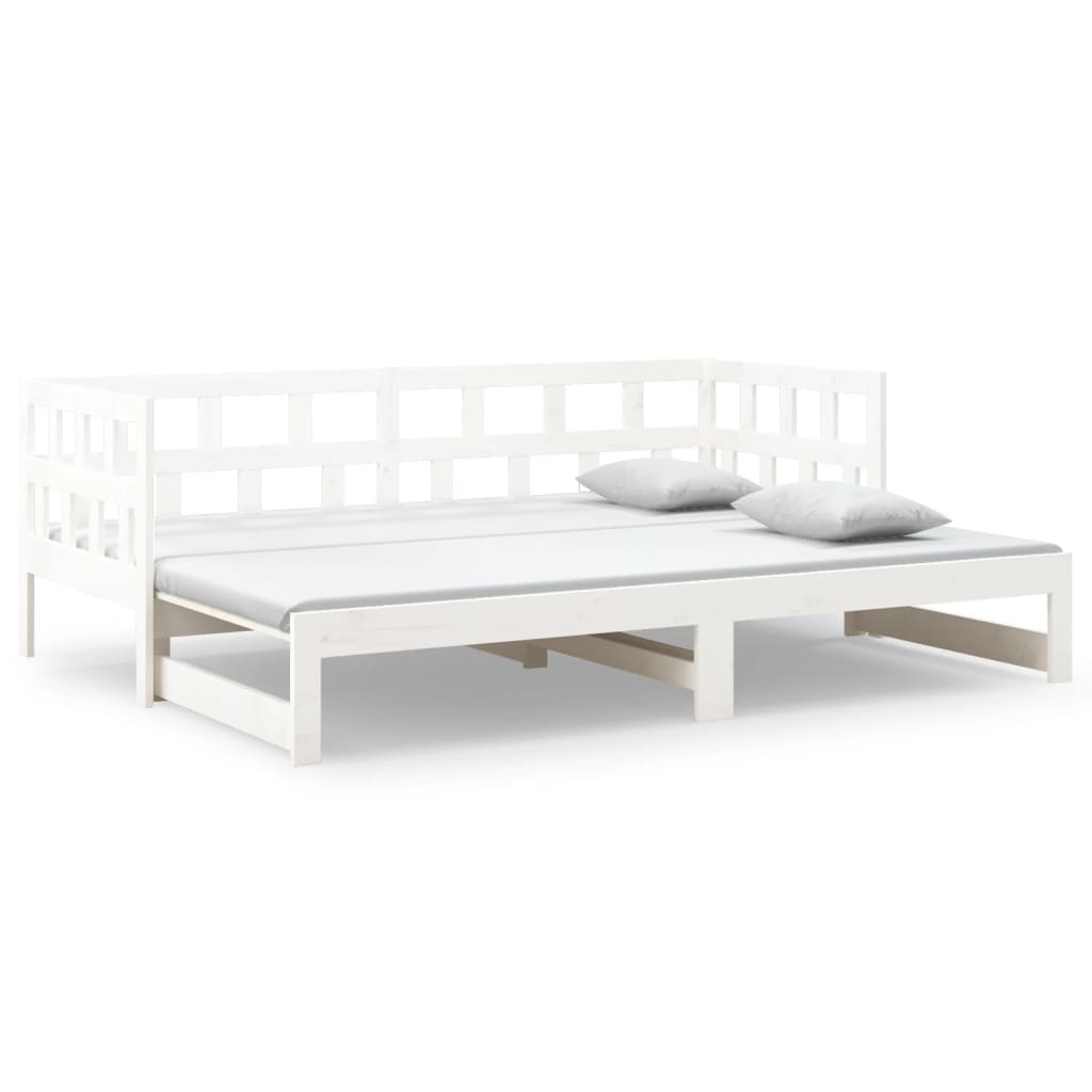 Dnevni ležaj na izvlačenje bijeli 2x(90x200)cm masivna borovina