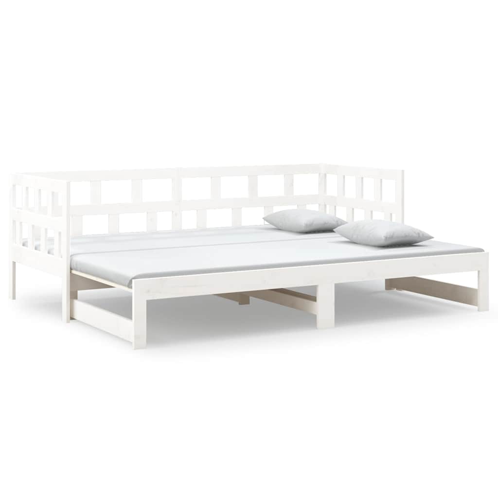 Dnevni ležaj na izvlačenje bijeli 2x(90x200)cm masivna borovina