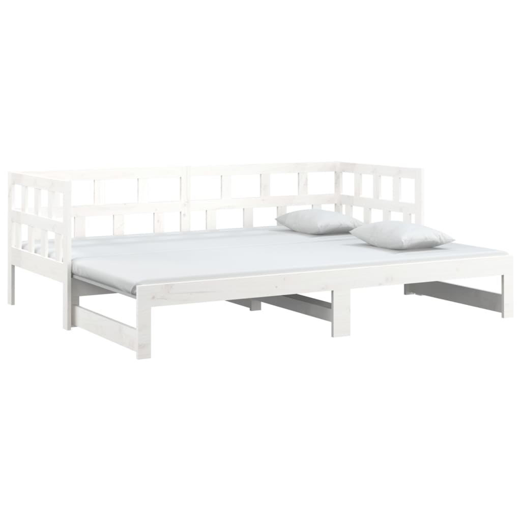 Dnevni ležaj na izvlačenje bijeli 2x(90x200)cm masivna borovina