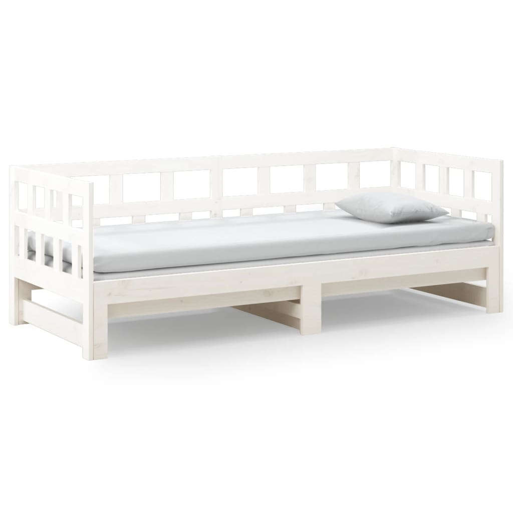 Dnevni ležaj na izvlačenje bijeli 2x(90x200)cm masivna borovina