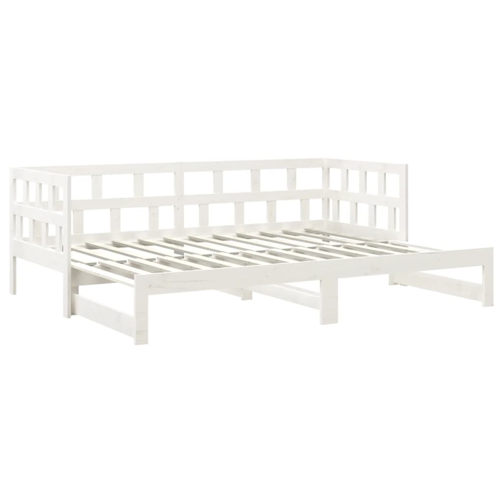 Dnevni ležaj na izvlačenje bijeli 2x(90x200)cm masivna borovina