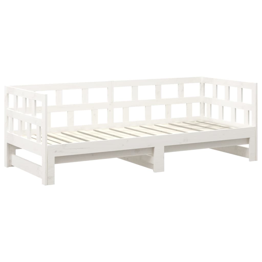Dnevni ležaj na izvlačenje bijeli 2x(90x200)cm masivna borovina