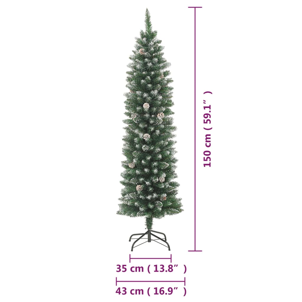 Umjetno usko božićno drvce sa stalkom 150 cm PVC