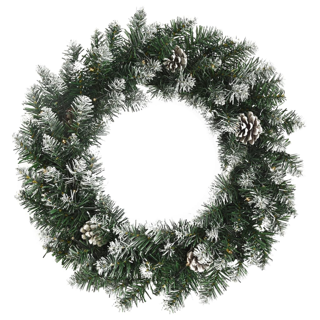 Božićni vijenac s LED svjetlima zeleni 60 cm PVC