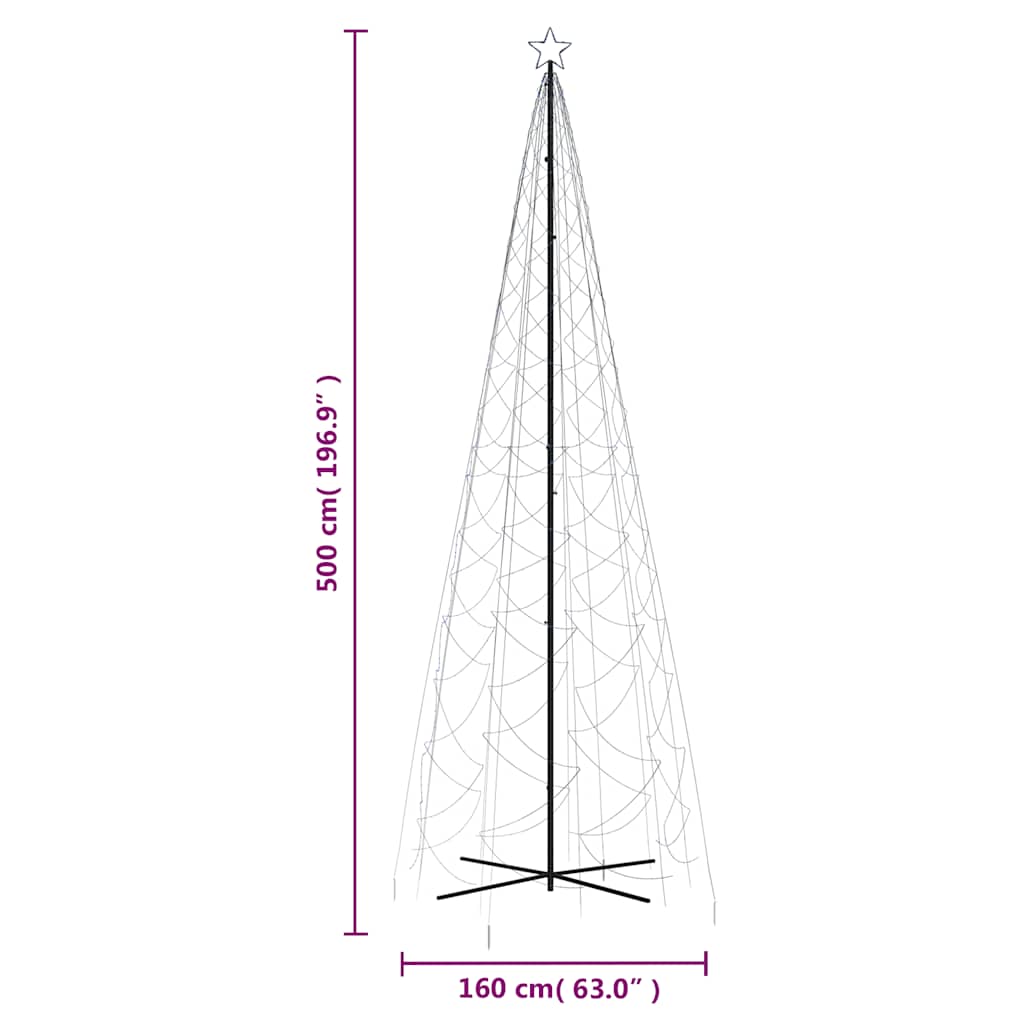 Stožasto božićno drvce plavo 1400 LED žarulja 160 x 500 cm