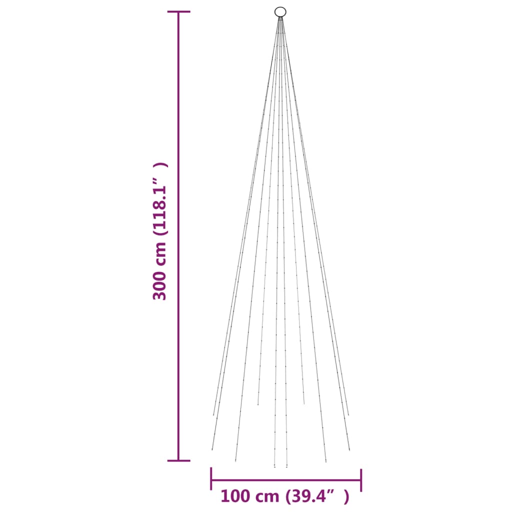 Božićno drvce na stijegu 310 LED žarulja tople bijele 300 cm